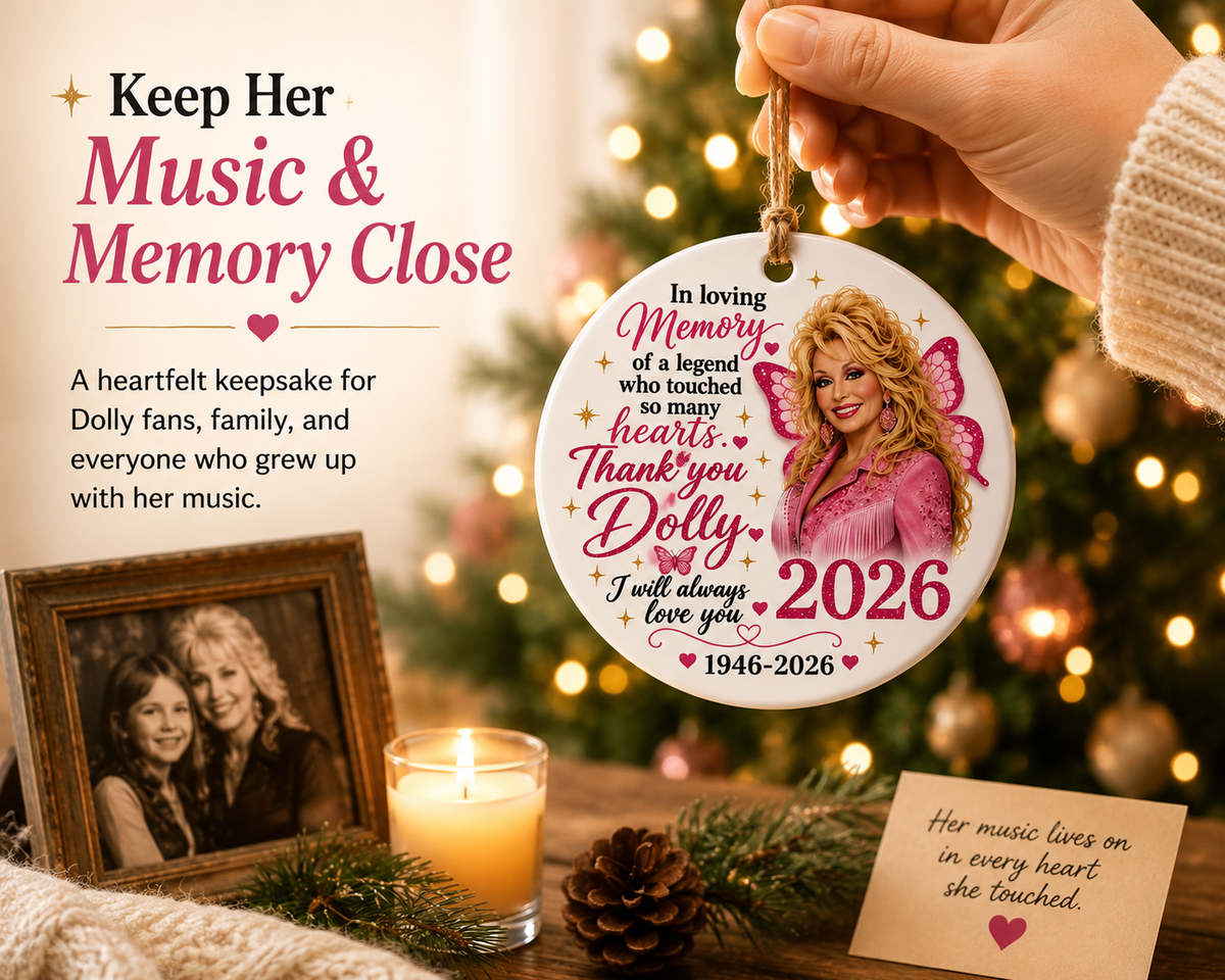 Dolly Parton Memorial Ceramic Ornament. I Will Always Love You Country Music Tribute Christmas Ornament 686067
