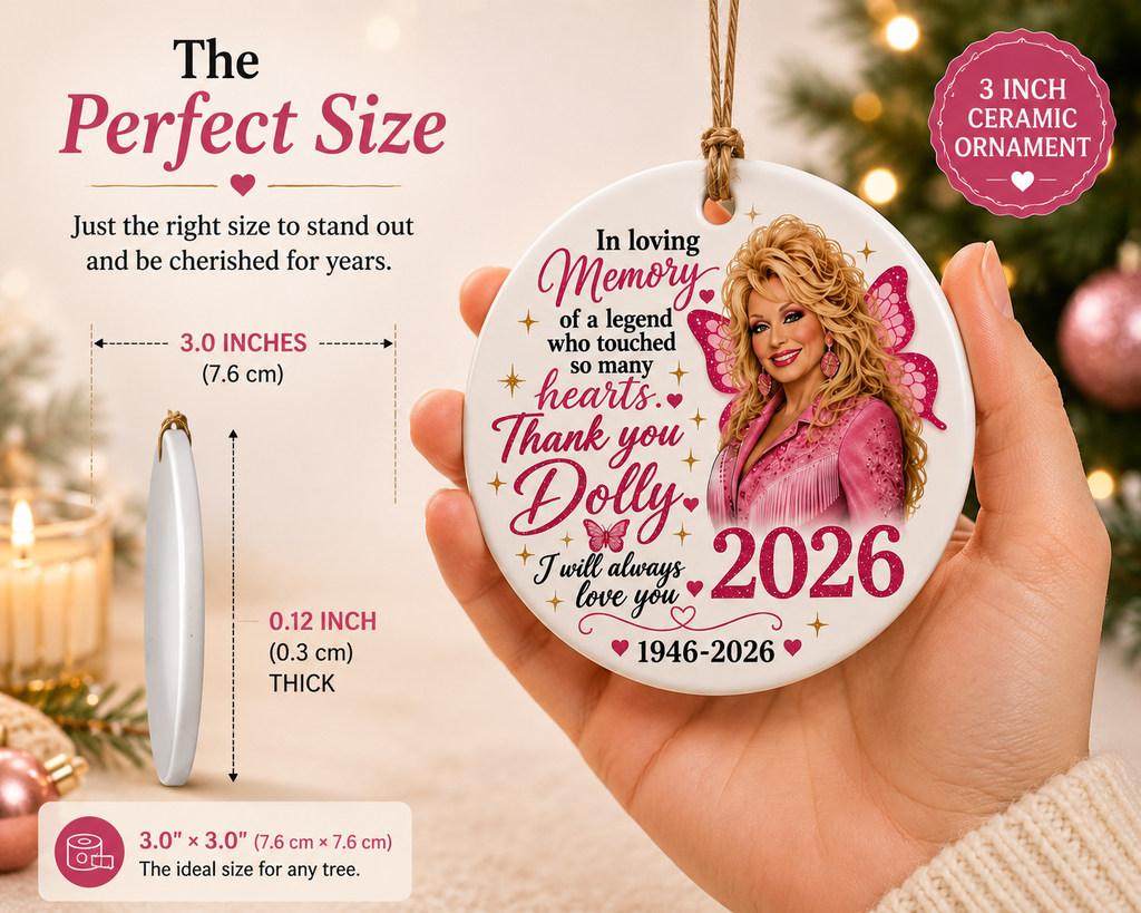 Dolly Parton Memorial Ceramic Ornament. I Will Always Love You Country Music Tribute Christmas Ornament 686067