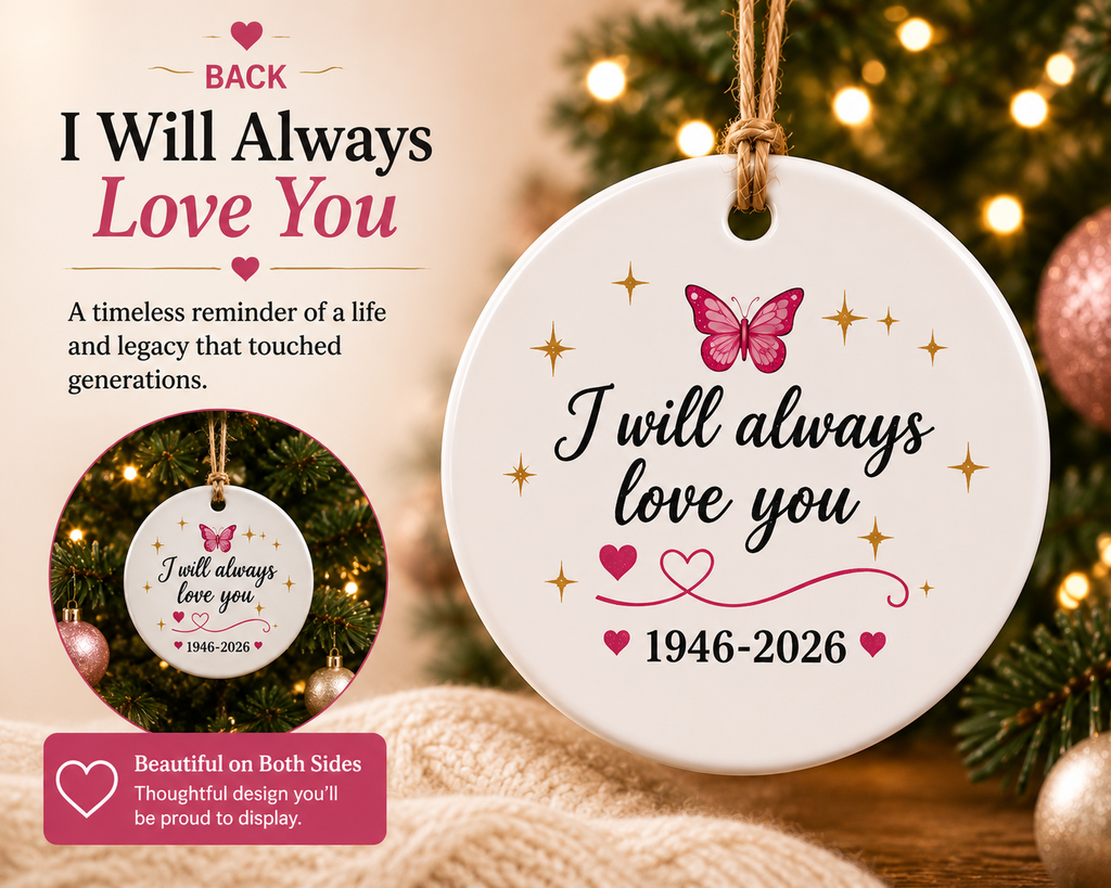 Dolly Parton Memorial Ceramic Ornament. I Will Always Love You Country Music Tribute Christmas Ornament 686067
