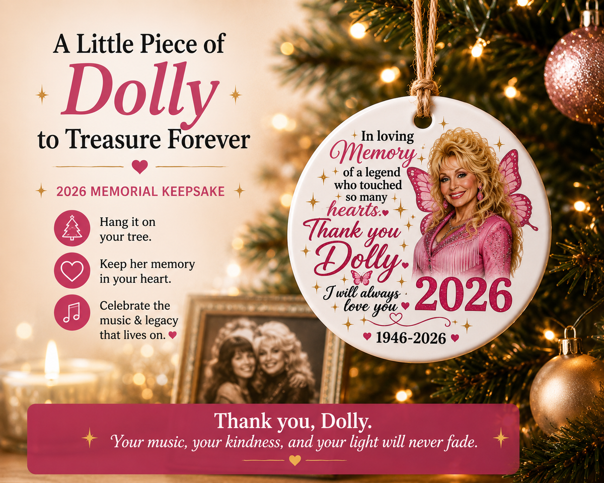 Dolly Parton Memorial Ceramic Ornament. I Will Always Love You Country Music Tribute Christmas Ornament 686067